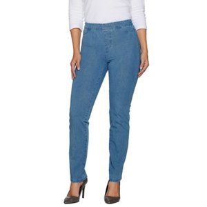 Isaac Mizrahi Live Womens Blue Jeans Size 8T Faux Front Pockets Pull On NWOT